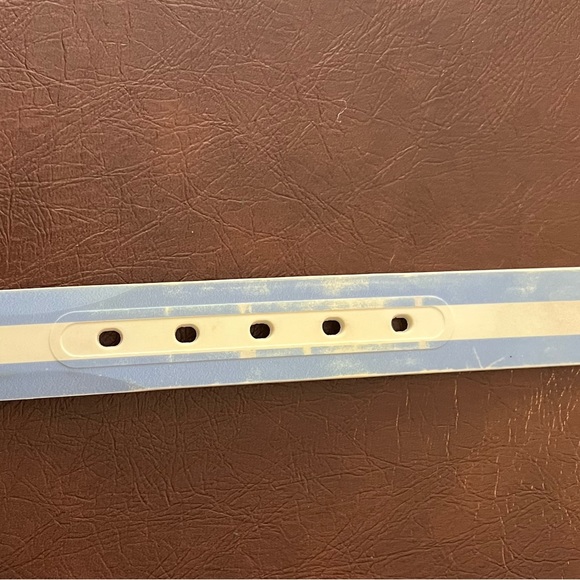 C4 Equestrian Belt w C4 Black Buckle, White with Light Blue Stripes, Small - Picture 10 of 11